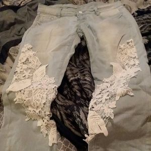 Pants with lace